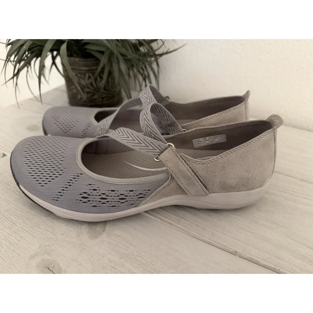 Dansko Sneakers Honor Walking Shoes Women 38 Stone Gray Suede Strappy Leather‎